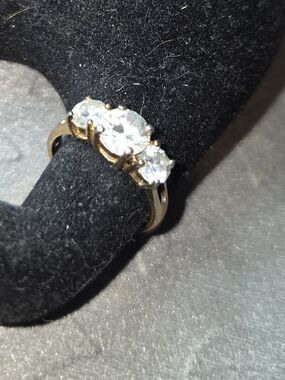Gold Three-Stone CZ Ring - Women Jewelry